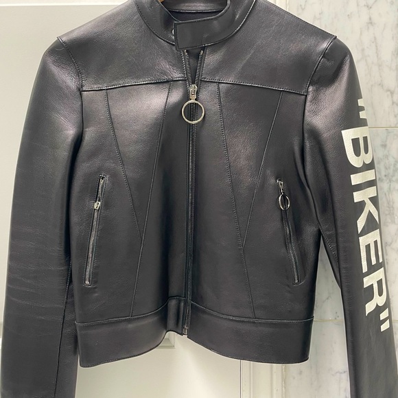 Off White Leather Jacket - Picture 1 of 11